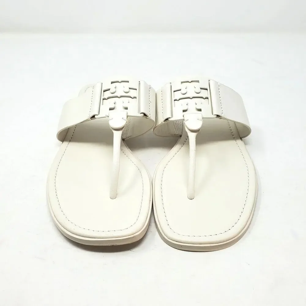 Tory Burch Georgia Flat Thong Sandals New Ivory Calf Leather 161217 Size US 10 M